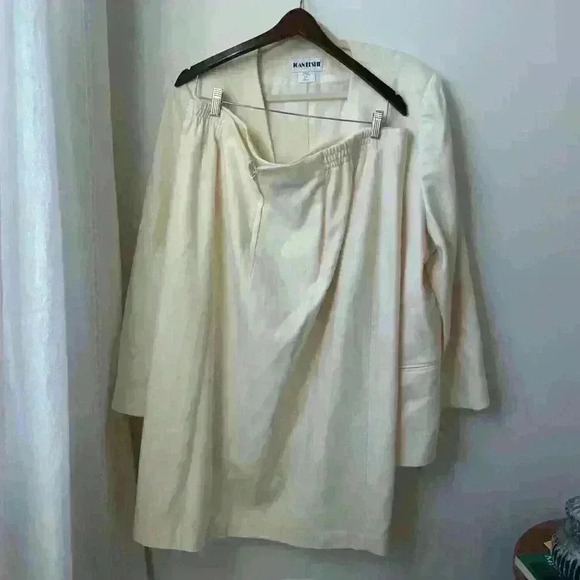 Cream Wool Blend suit set Women size 22w academia plus size fall fashion classy - Picture 5 of 8